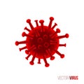 Red virus isolated on white background. Vector medicine illustration.