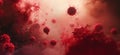 Red virus particles floating in a dramatic cloud background with a surreal atmosphere, copy space for text Royalty Free Stock Photo