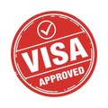 Red Visa Approved Stamp with Checkmark on White Background black Royalty Free Stock Photo