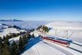 Red Vitznau Rigibahn train on mount rigi Royalty Free Stock Photo