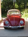 Red Volkswagen Beetle car in Oslo Royalty Free Stock Photo