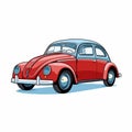 Vintage Style Volkswagen Car Cartoon Vector Illustration