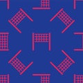 Red Volleyball net icon isolated seamless pattern on blue background. Vector Royalty Free Stock Photo