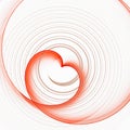 Red volumetric heart on beige circles on a white background. Abstract fractal background.