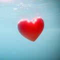 Red volumetric heart under water 3d