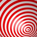 Red volumetric striped background. Concentric circles. Red and white spiral wallpaper. Not trimmed, edges under the mask Royalty Free Stock Photo