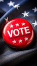 Red Vote Button With Stars Over American Flag Fabric Royalty Free Stock Photo