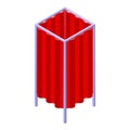 Red vote cabine icon isometric vector. Election booth