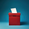 red voter ballot box infront of blue background, concept image us elections