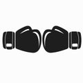 Boxing gloves fight icon, black. Battle emblem cartoon vector illustration