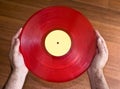 Red vynil record Royalty Free Stock Photo