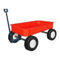 red wagon illustration isolated on white background