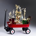 Red Wagon of Trophy's. Royalty Free Stock Photo