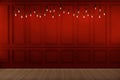 Red Wainscot Mockup Wall, 3D Render Royalty Free Stock Photo