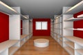 Red walk-in closet