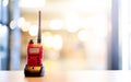 A red Walkie Talkie or Portable radio transceiver for communication Royalty Free Stock Photo