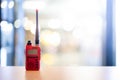 A red Walkie Talkie or Portable radio transceiver for communication Royalty Free Stock Photo