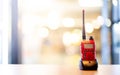 A red Walkie Talkie or Portable radio transceiver for communication Royalty Free Stock Photo