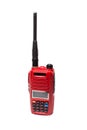 Red walkie talkie on white background Royalty Free Stock Photo