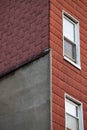 Red wall abstract close up building texture