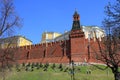 Red wall along the Kremlin complex in Moscow