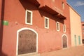 Red wall in arabic architecture style in Morocco Royalty Free Stock Photo