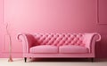 Red Wall Elegance: Chic Lounge Sofa in the Salon -Generative Ai