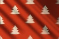 Red wall with moody shadows and Christmas trees pattern. Royalty Free Stock Photo