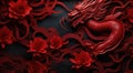 red wall paper with chinesestyle red dragon wallpaper Royalty Free Stock Photo