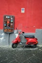 Red and Grey Wall and Scooter, Street Scene, Naples
