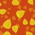 Red wall texture with yellow leaf paint