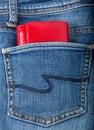 Red wallet in pocket Royalty Free Stock Photo