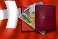 Red wallet swiss franc flag