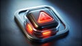 Red Warning Button with Exclamation Mark Glowing Danger Alert Royalty Free Stock Photo