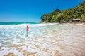 Red warning flag at beach Royalty Free Stock Photo