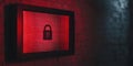 Red warning screen with padlock icon symbolizing digital security alert Royalty Free Stock Photo