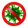 Red Warning Stop Sign with Virus or Bacteria Cell