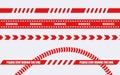 Red warning tapes set. Marking tape seamless ribbons. Barrier tape. Caution tapes. Vector scalable graphics Royalty Free Stock Photo