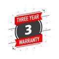 Red warranty stamp. Three year warranty. Flat design. Check mark icon. Checklist document. Shield icon. Quality mark