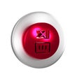 Red Washing under 90 degrees celsius icon isolated on transparent background. Temperature wash. Silver circle button.