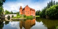 Cervena Lhota - the red, water chateau in the the Czech republic. Royalty Free Stock Photo