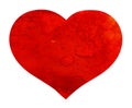Red water color heart for Valentine day with watercolour texture - paint splashes, brush strokes Royalty Free Stock Photo