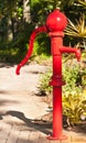 Red water hand pump