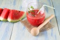 Red water melon mixed in a glass with ice Royalty Free Stock Photo