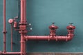 Red water pipe of Industrial and building fire extinguishing Royalty Free Stock Photo