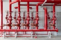 Red water pipe valve,pipe for water piping system control in ind Royalty Free Stock Photo