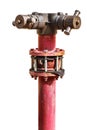 Red water pump for fire fighting in close up. Royalty Free Stock Photo