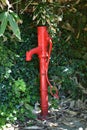 Red water pump Mylor Cornwall UK