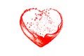 Red water splash heart shape on a white background Royalty Free Stock Photo