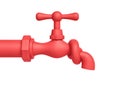 Red water tap tied in knot isolated on white. Economic sanctions concept. Clipping path included